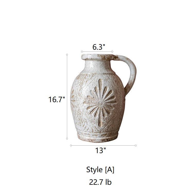 Carved Floral Vase in White - HER Home Design Boutique